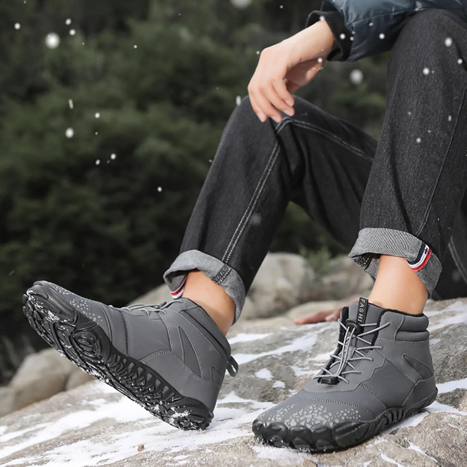 Winter Barefoot Shoes Women Hike Barefoot Footwear Men Grounded Footwear Non-Slip Sole Wide Toe Box for Hiking Trail