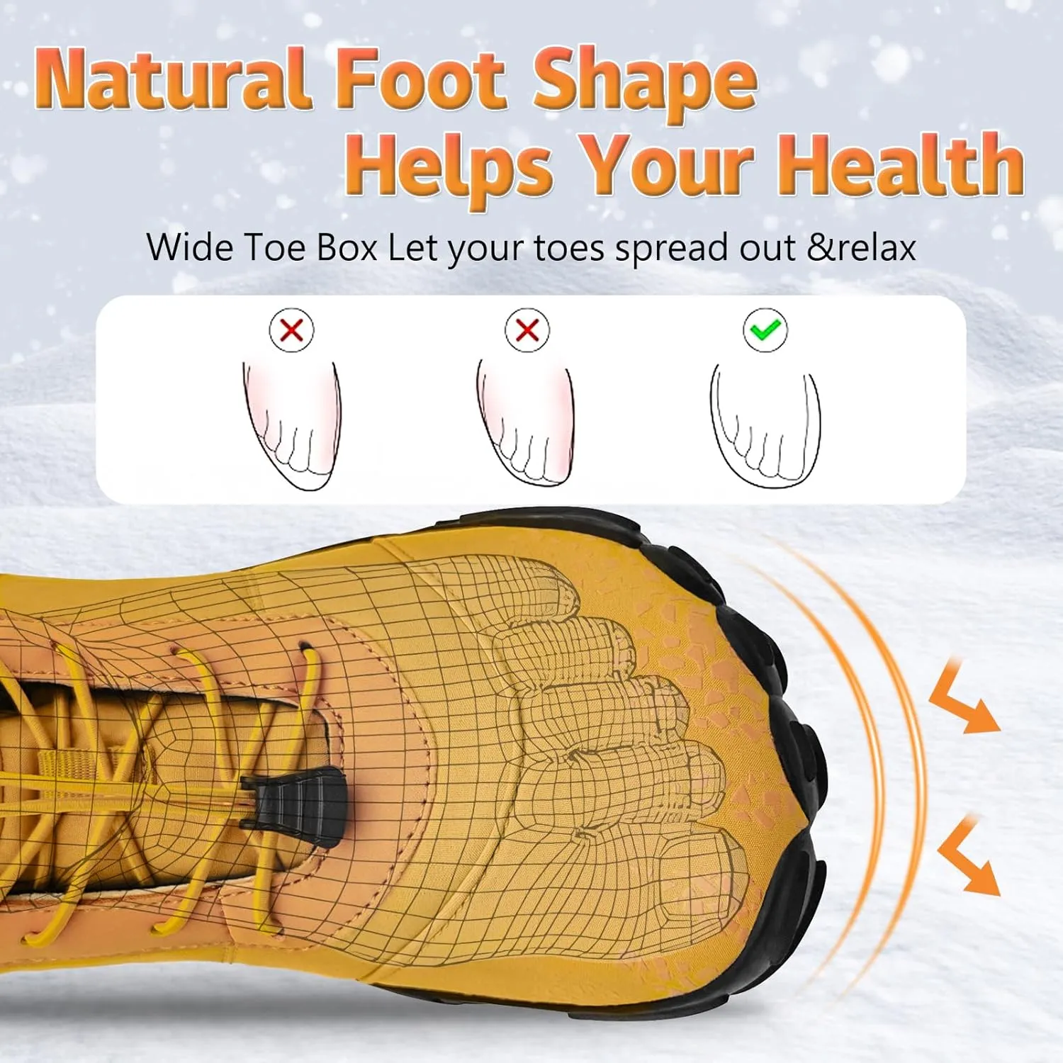 Winter Barefoot Shoes Women Hike Barefoot Footwear Men Grounded Footwear Non-Slip Sole Wide Toe Box for Hiking Trail