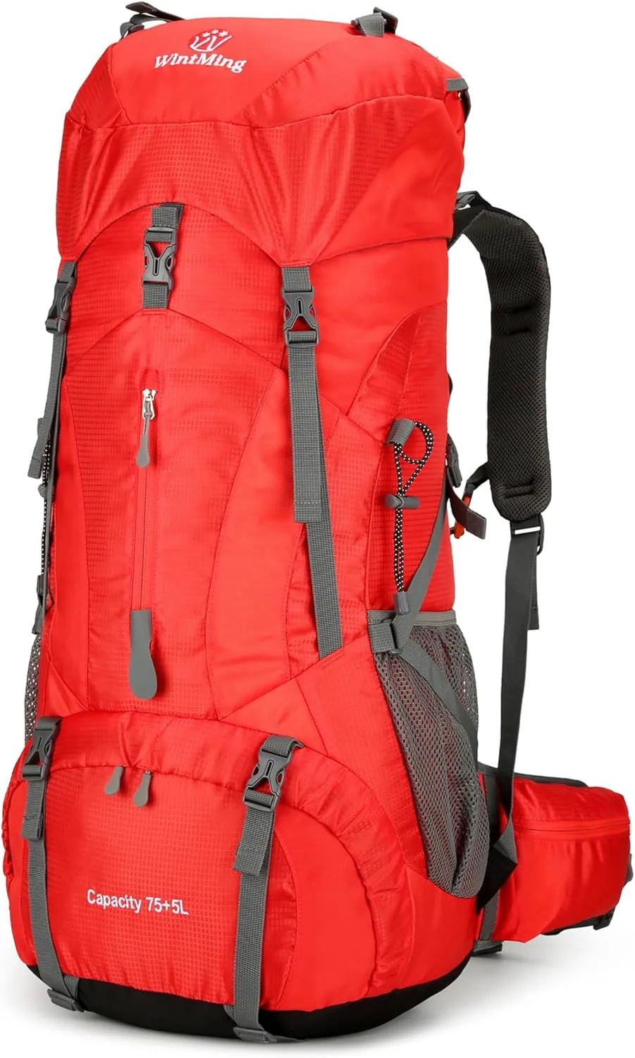 WintMing 75L Hiking Backpack with Rain Cover Waterproof Camping Backpack Shoes Warehouse for Men Women