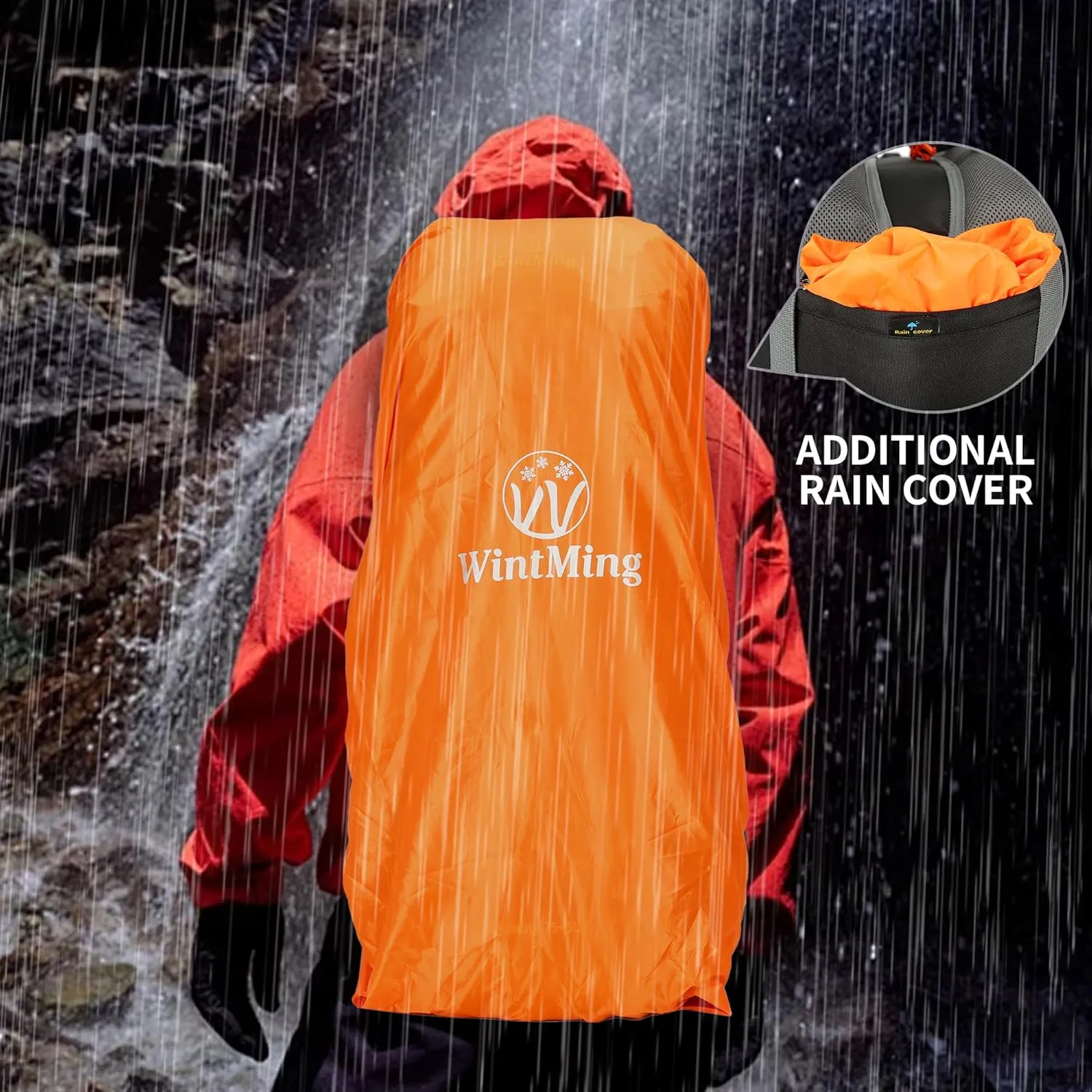 WintMing 75L Hiking Backpack with Rain Cover Waterproof Camping Backpack Shoes Warehouse for Men Women