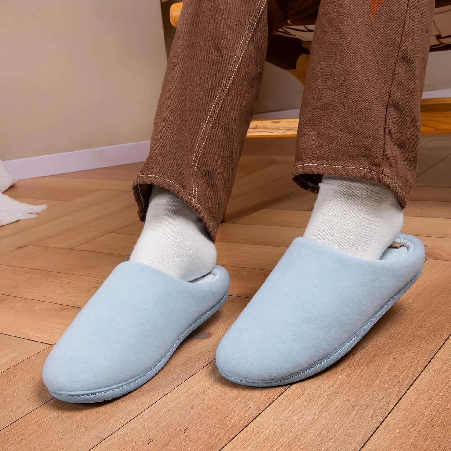 Women & Men's Hige Resilience Foam Slippers - Indoor Cozy House Slip-on with Two Pairs of Replaceable Insoles Shoes