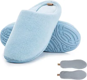 Women & Men's Hige Resilience Foam Slippers - Indoor Cozy House Slip-on with Two Pairs of Replaceable Insoles Shoes