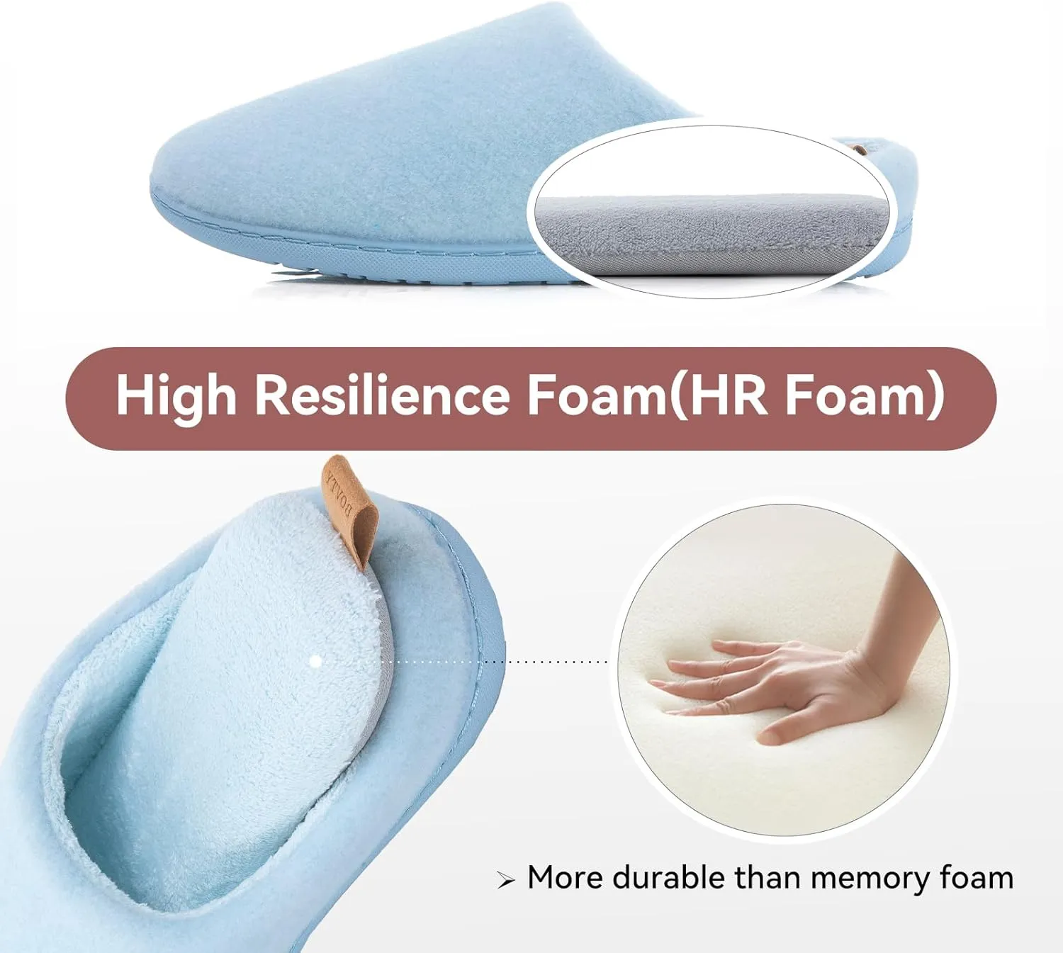 Women & Men's Hige Resilience Foam Slippers - Indoor Cozy House Slip-on with Two Pairs of Replaceable Insoles Shoes
