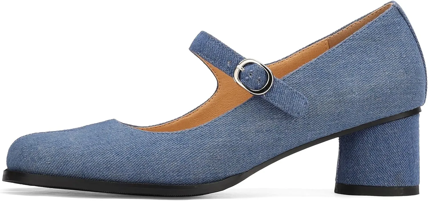Women Chunky Block High Heels Mary Janes Shoes Split Toe Tabi Shoes Ankle Strap Dress Pumps Shoes
