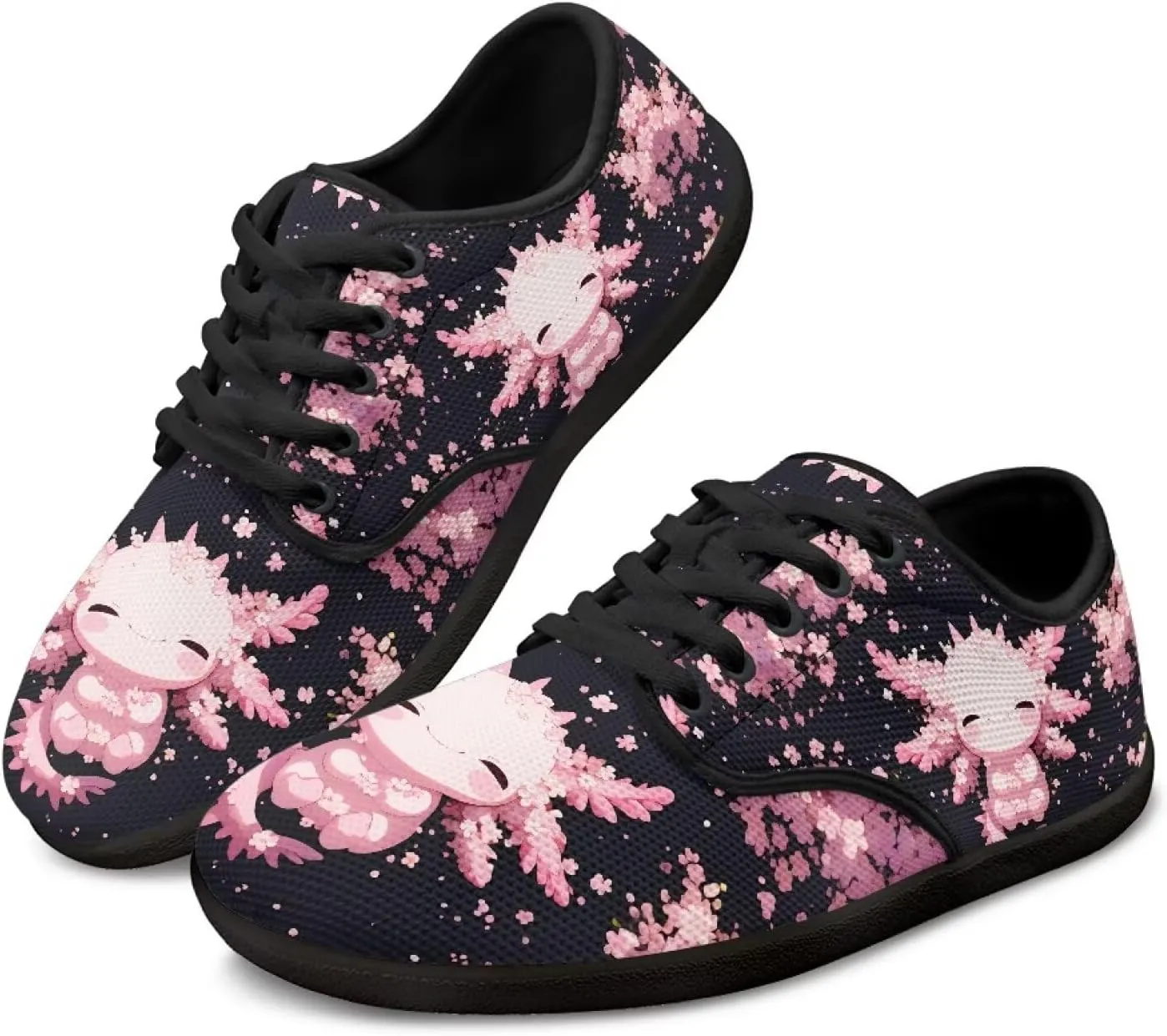 Women Comfortable Lace-Up Barefoot Shoes Lightweight Non Slip Sneakers Wide Toe Slip On Skate Shoe US Size 6-13.5 Black Sole