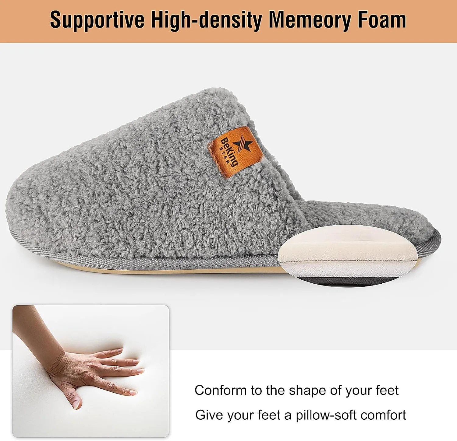Women Cozy Faux Curly Fur House Memory foam Slippers Ladies Fuzzy Closed Back Indoor Bedroom Shoes