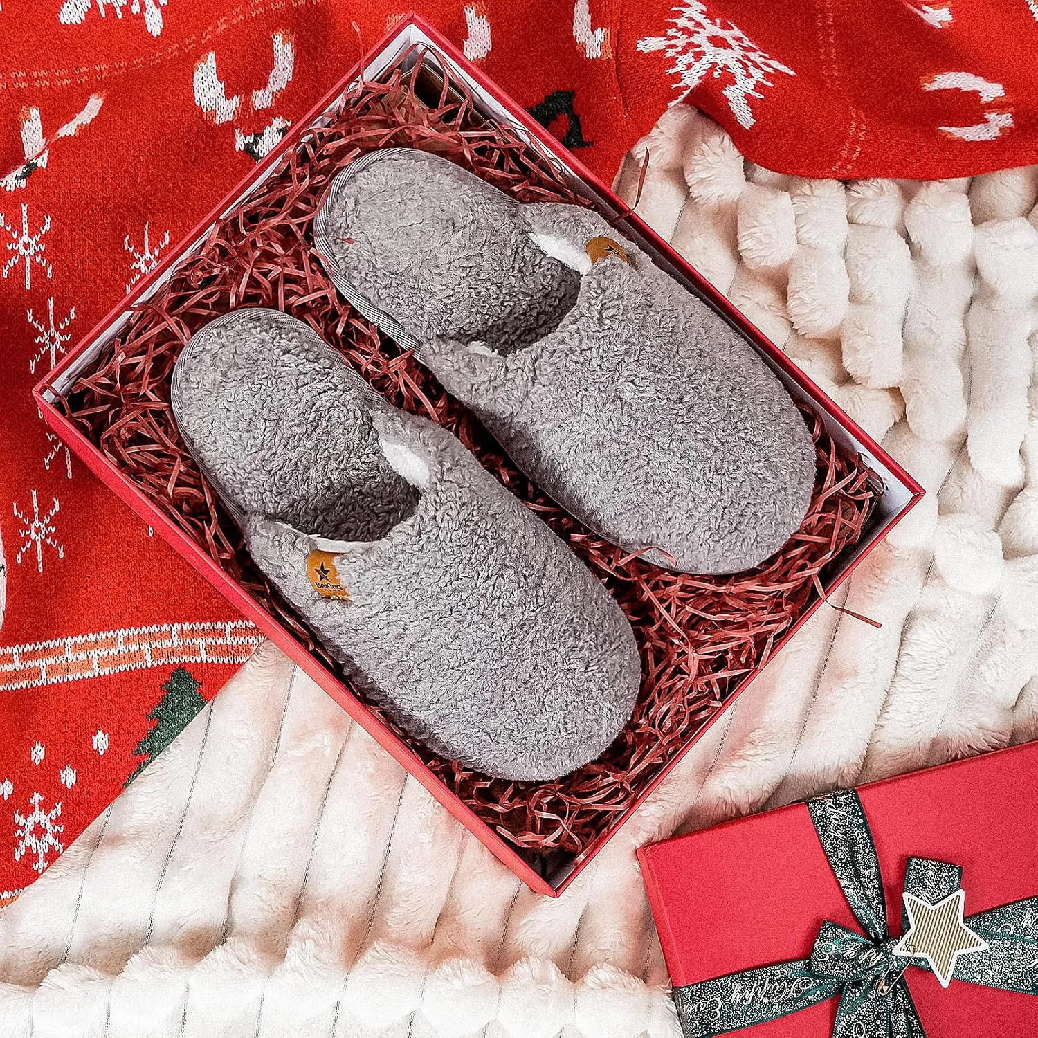 Women Cozy Faux Curly Fur House Memory foam Slippers Ladies Fuzzy Closed Back Indoor Bedroom Shoes