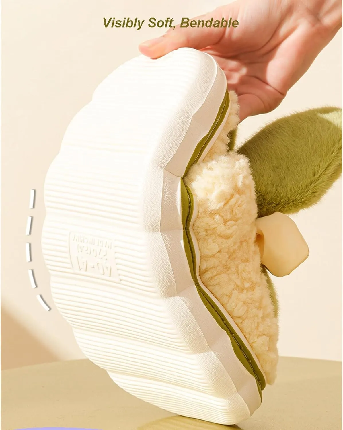 Women Cute Rabbit Ear Plush Slippers Funny Animal Slippers Winter Warm Cozy Cotton Home Slippers Soft Fleece Non-Slip Fluffy Girls Indoor Shoes
