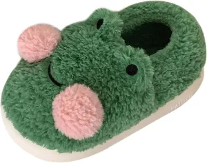 Women Frog Shaped Slippers, Warm Shoes Non Slip Soft Comfortable Fuzzy Animal Slippers for Farmhouse Festivals Holidays Parties, 40-41 Green