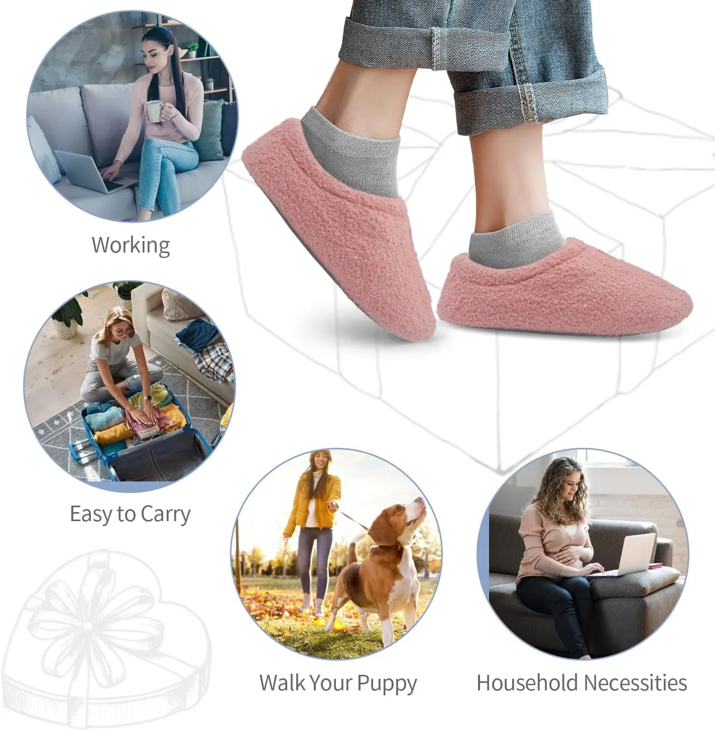Women House Fuzzy Slippers - Lightweight Comfy Memory Foam Cozy Warm Fluffy Non-slip Indoor Slippers Size US 5-12