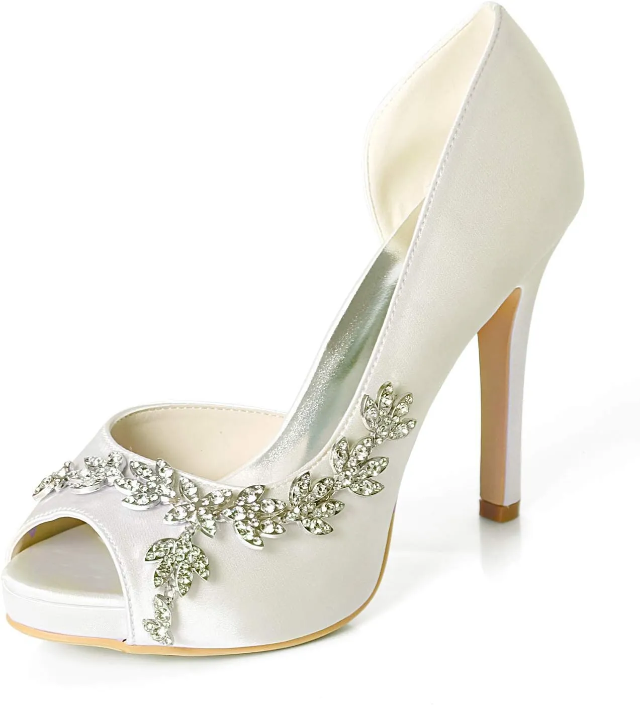 Women Kitten Heels Peep Toe Wedding Shoes Satin Bridal Pumps Formal Party Dress Shoes Y1195-08YL/6041-09YL
