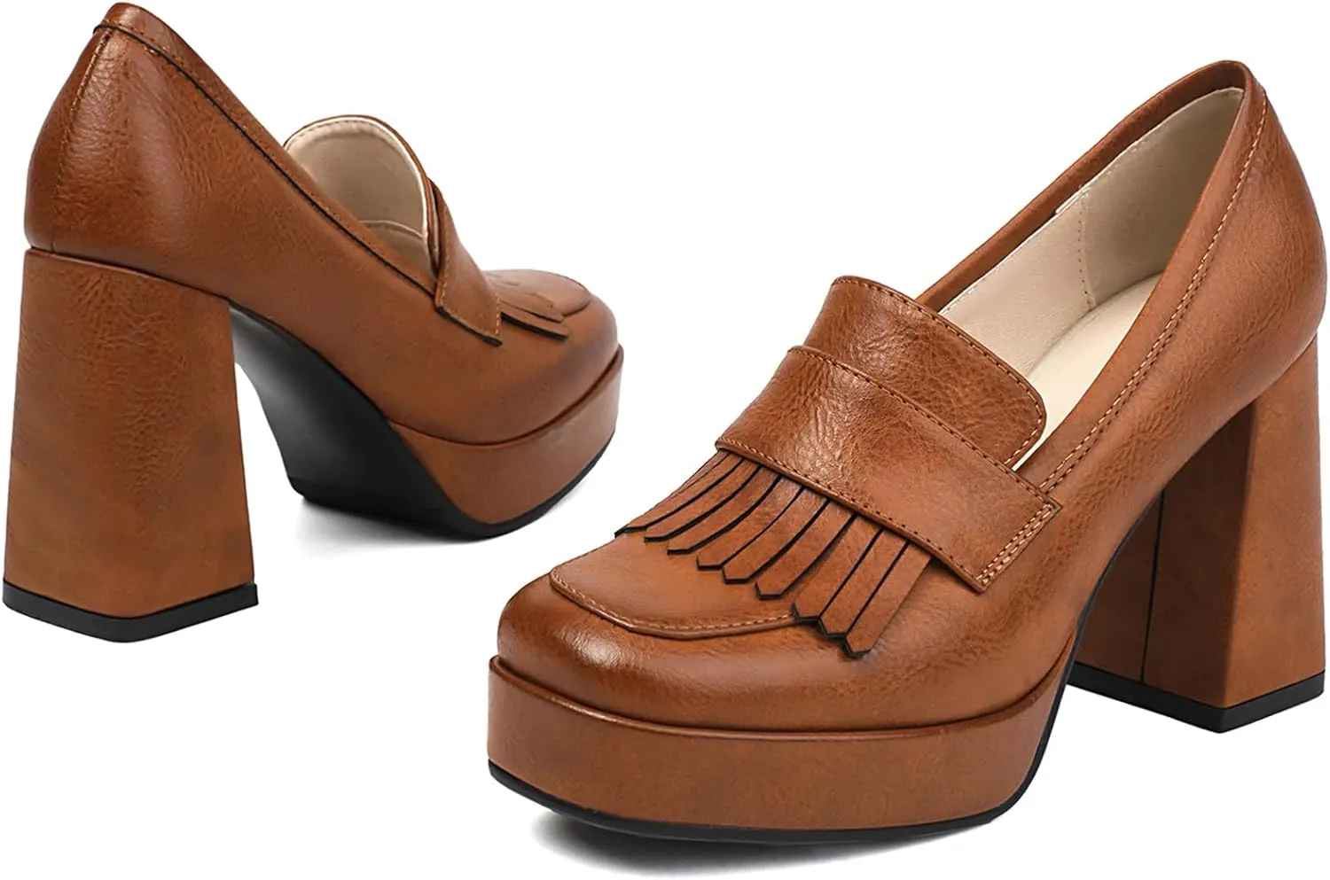 Women Platform Court Shoes Formal Chunky High Heels