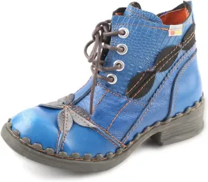 Women Shoes Patchwork Washed Leather Shoes Lace-up Women's Ankle Boots