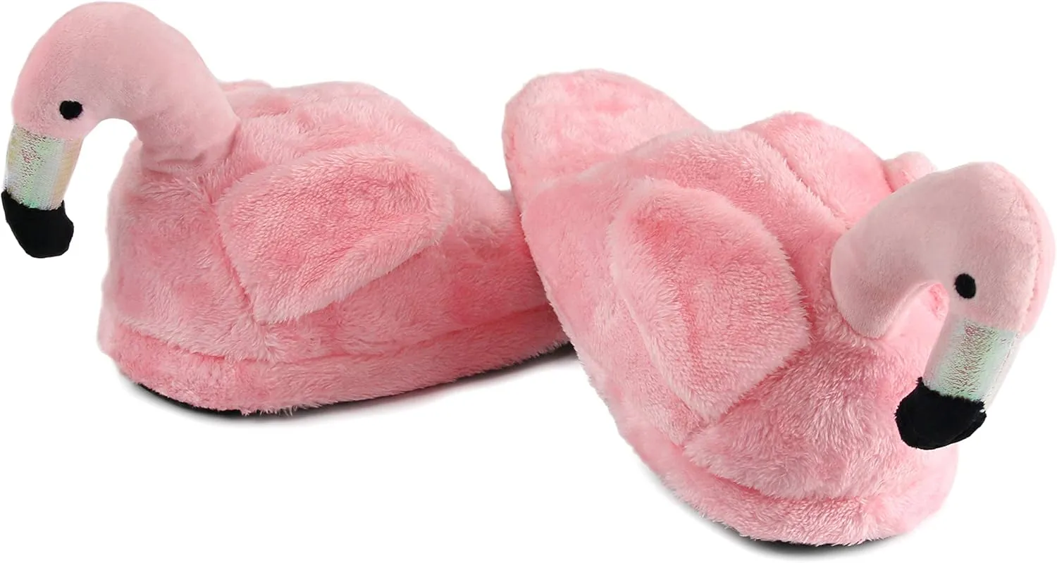 Women Slippers Flamingo Soft Cozy Animals Memory Foam Fleece Plush House Warm Indoor Shoes Gifts for Girls Womens
