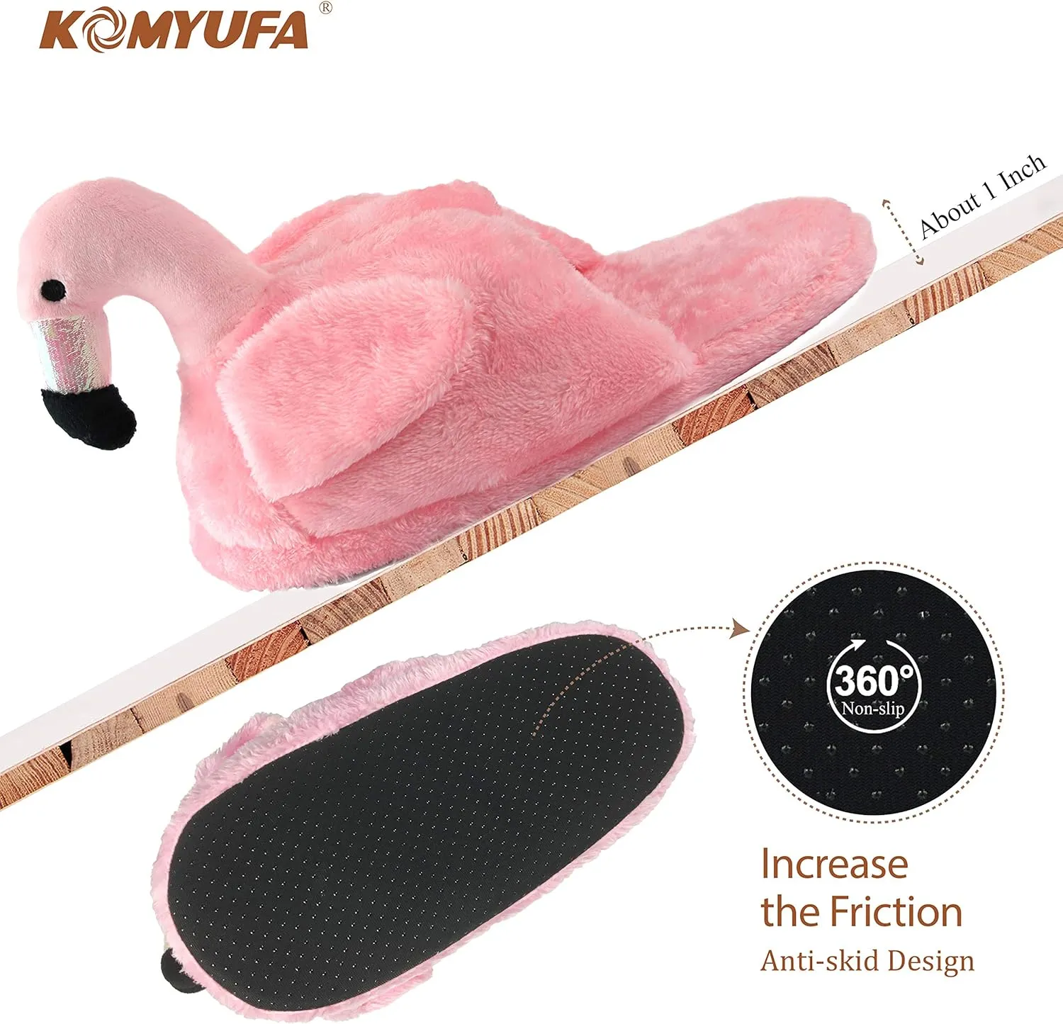 Women Slippers Flamingo Soft Cozy Animals Memory Foam Fleece Plush House Warm Indoor Shoes Gifts for Girls Womens