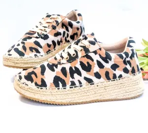 Women Toffee Leopard Canvas Shoes by Qupid