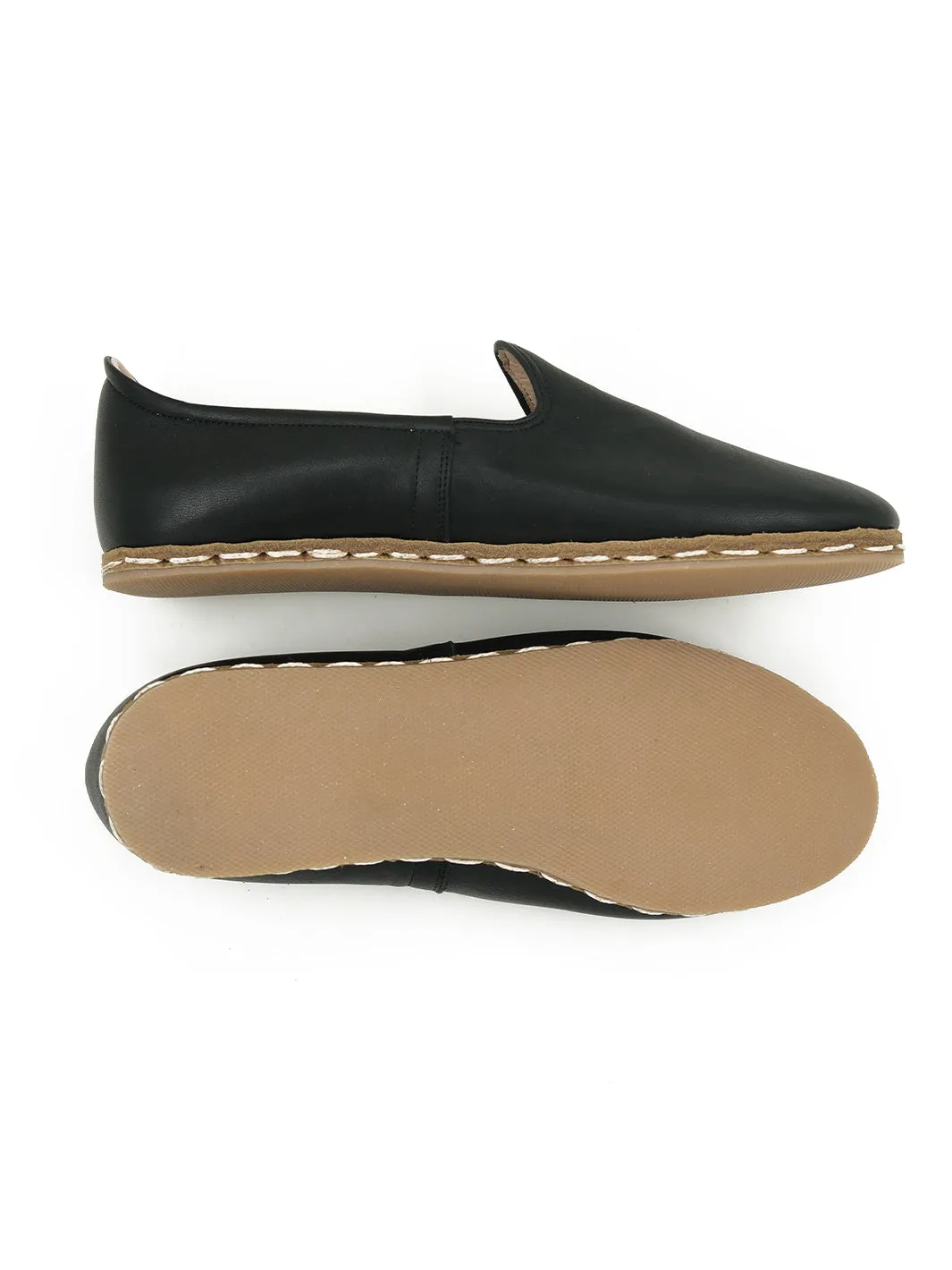 Women's Black Slip On Shoes - Leather