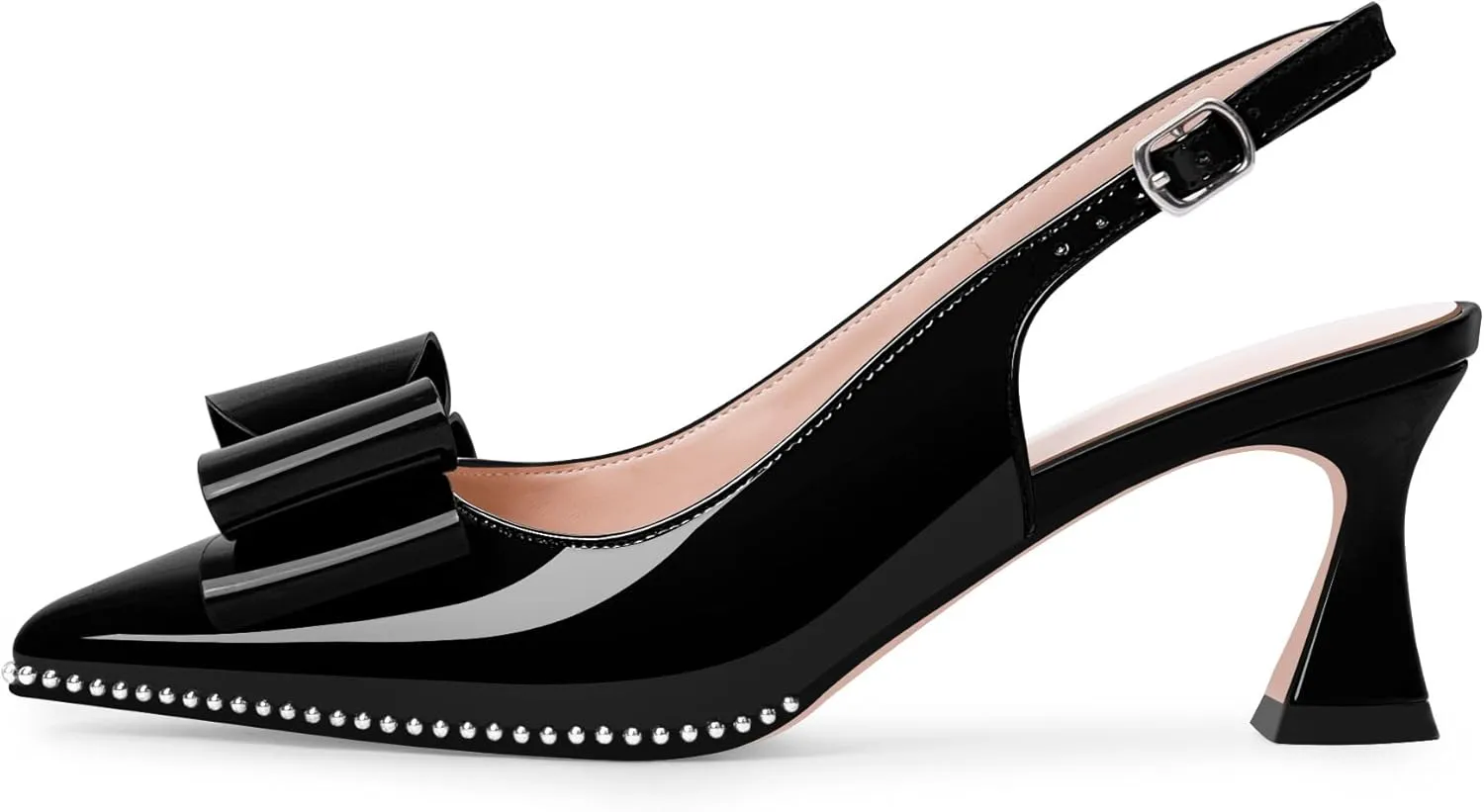 Women's Bow Slingback Kitten Heels Closed Pointed Toe Pumps Dress Shoes