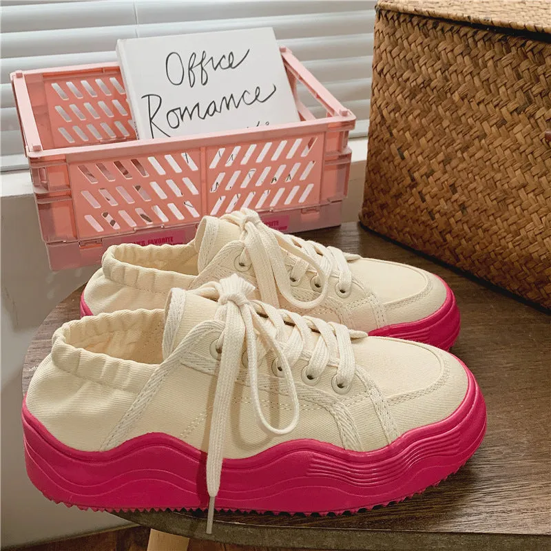 Women's Breathable Step-on Two-way Korean Lazy Semi Canvas Shoes