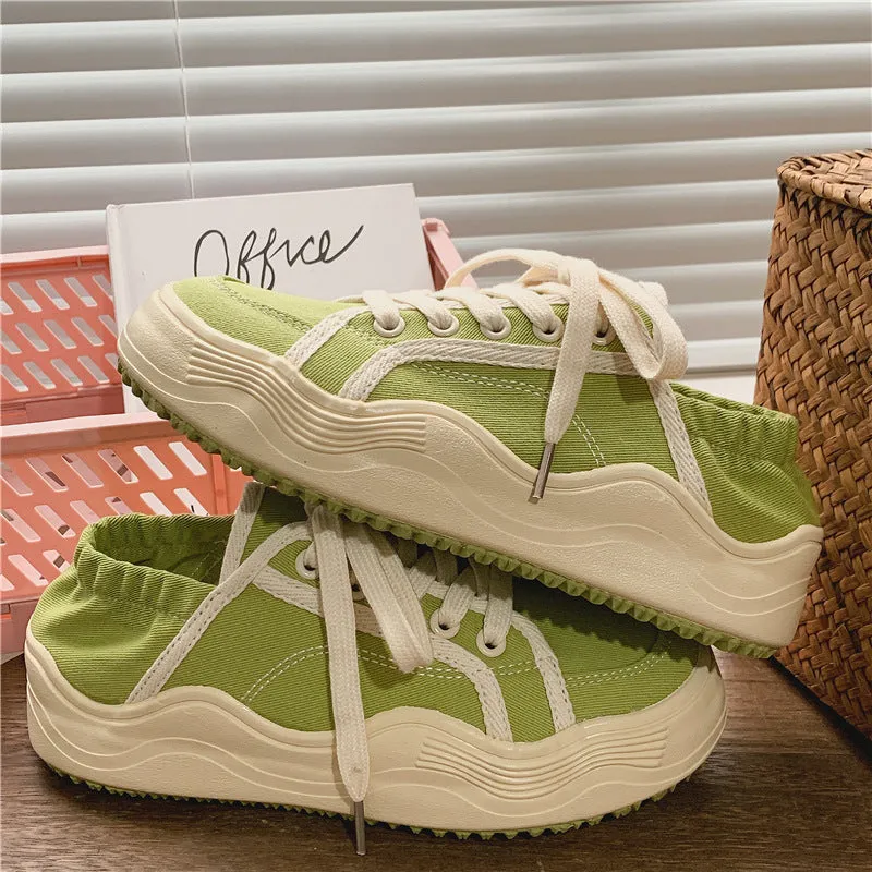 Women's Breathable Step-on Two-way Korean Lazy Semi Canvas Shoes