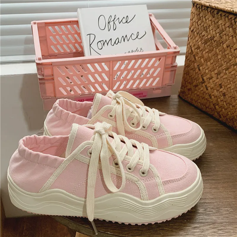 Women's Breathable Step-on Two-way Korean Lazy Semi Canvas Shoes
