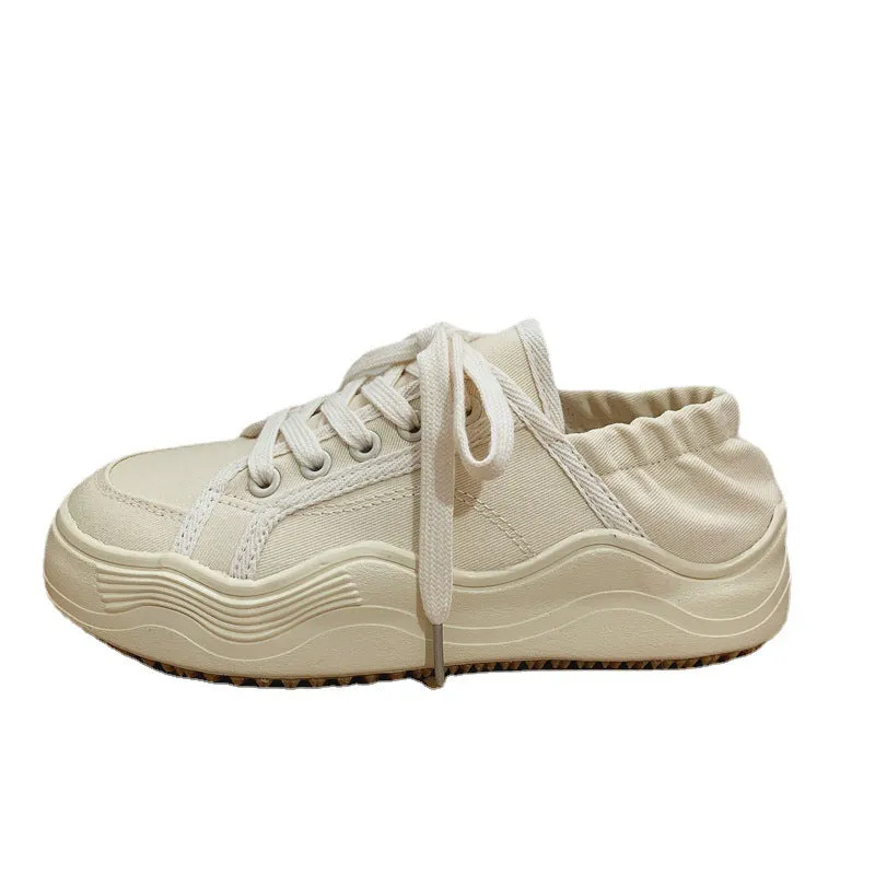 Women's Breathable Step-on Two-way Korean Lazy Semi Canvas Shoes