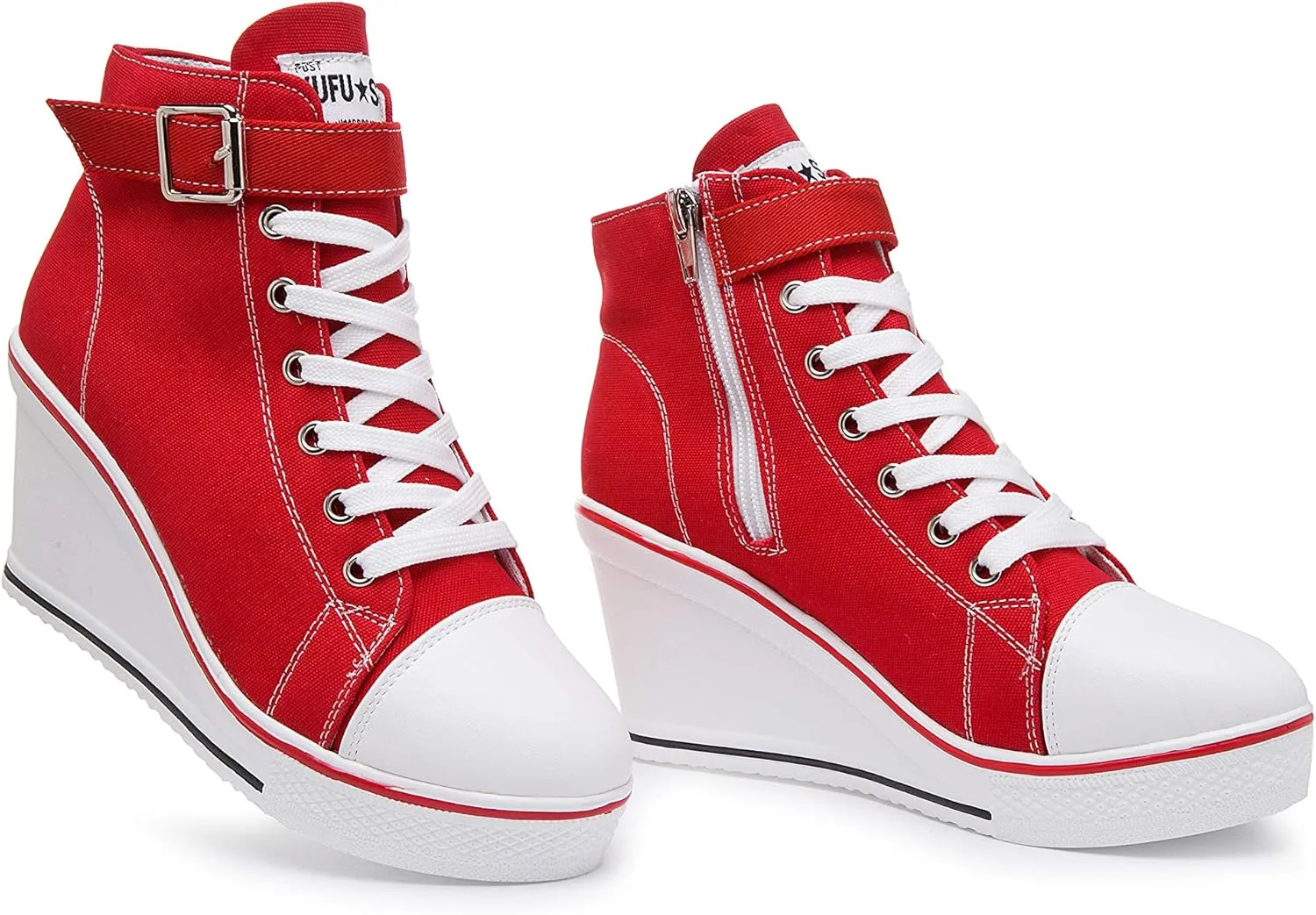 Women's Canvas High-Heeled Shoes Fashion Sneakers Casual Shoes for Walking Platform Wedges Pump Shoes