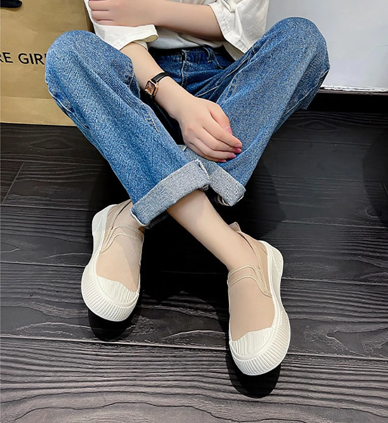 Women's Canvas Shoes Slip Shoes Cloud Slides Shoes Thick Bottom Shoes Board Shoes Walking Shoes Road Shoes Running Shoes Biscuit Shoes Flat One Stirrup Shoes Foam Household Shoes