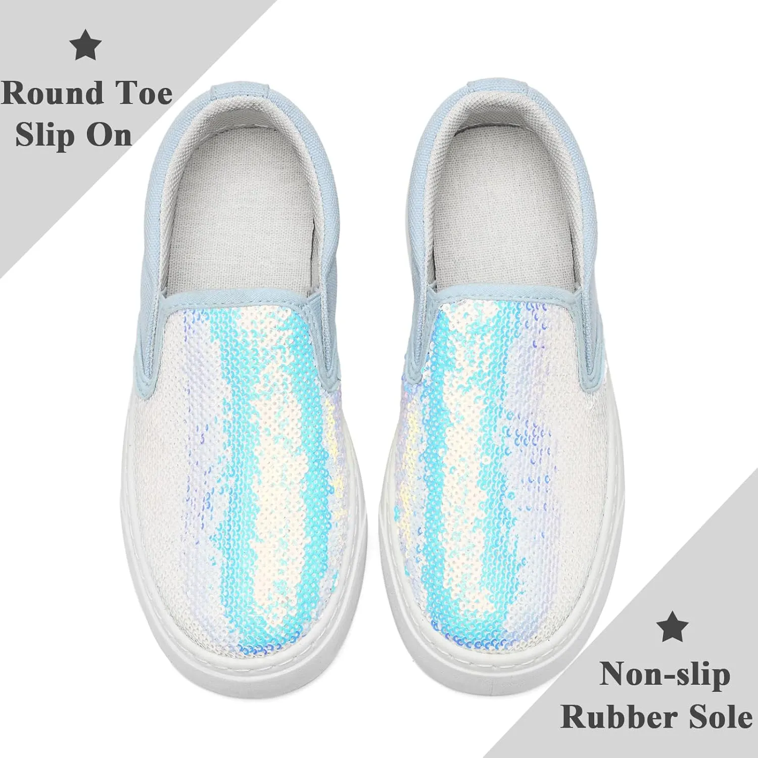 Women's Canvas Slip On Shoes Glitter Sequin Sneakers Sparkly Flat Loafers Casual Comfortable Tennis Shoes for Women