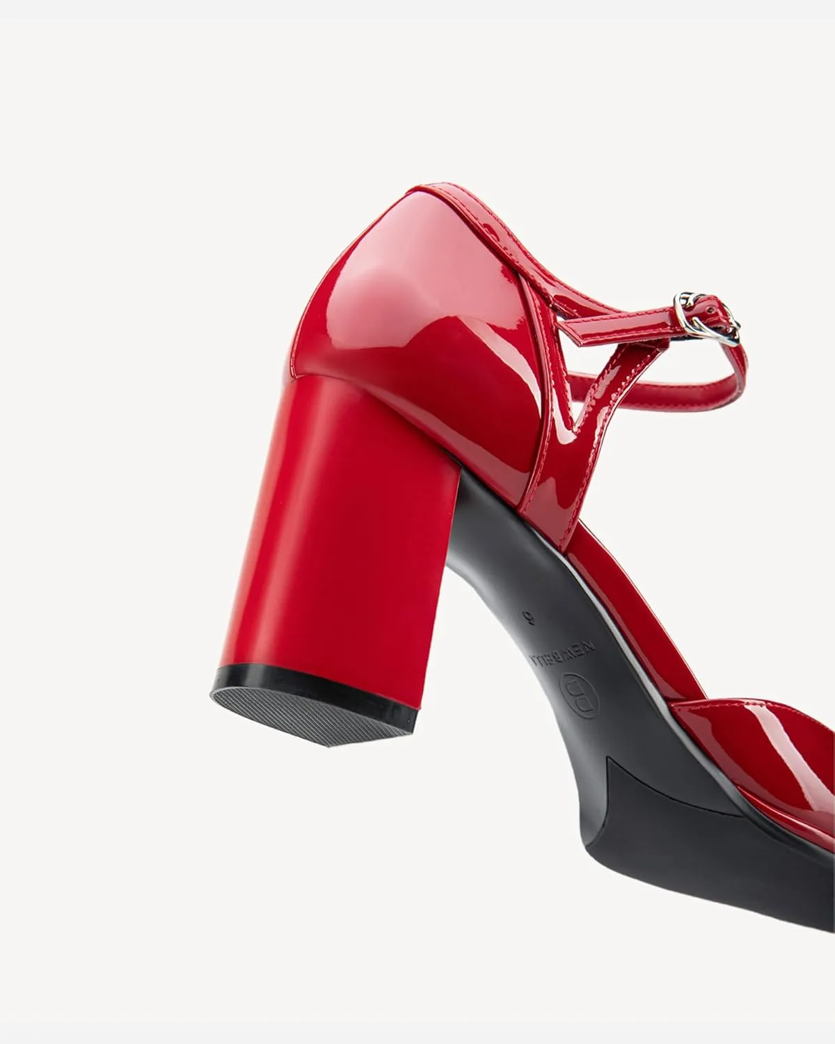 Women's Chunky Heels Mary Jane Closed Square Toe Work Pumps Shoes with Buckle Strap for Dress Wedding