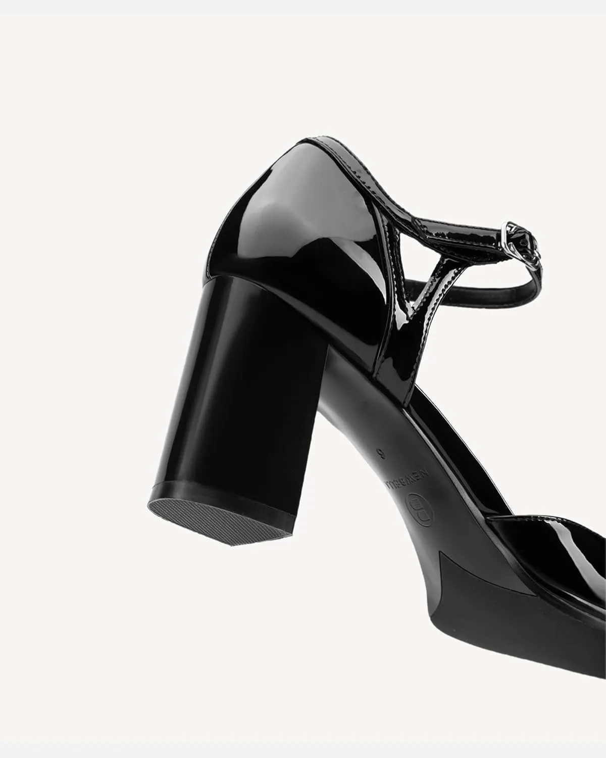 Women's Chunky Heels Mary Jane Closed Square Toe Work Pumps Shoes with Buckle Strap for Dress Wedding