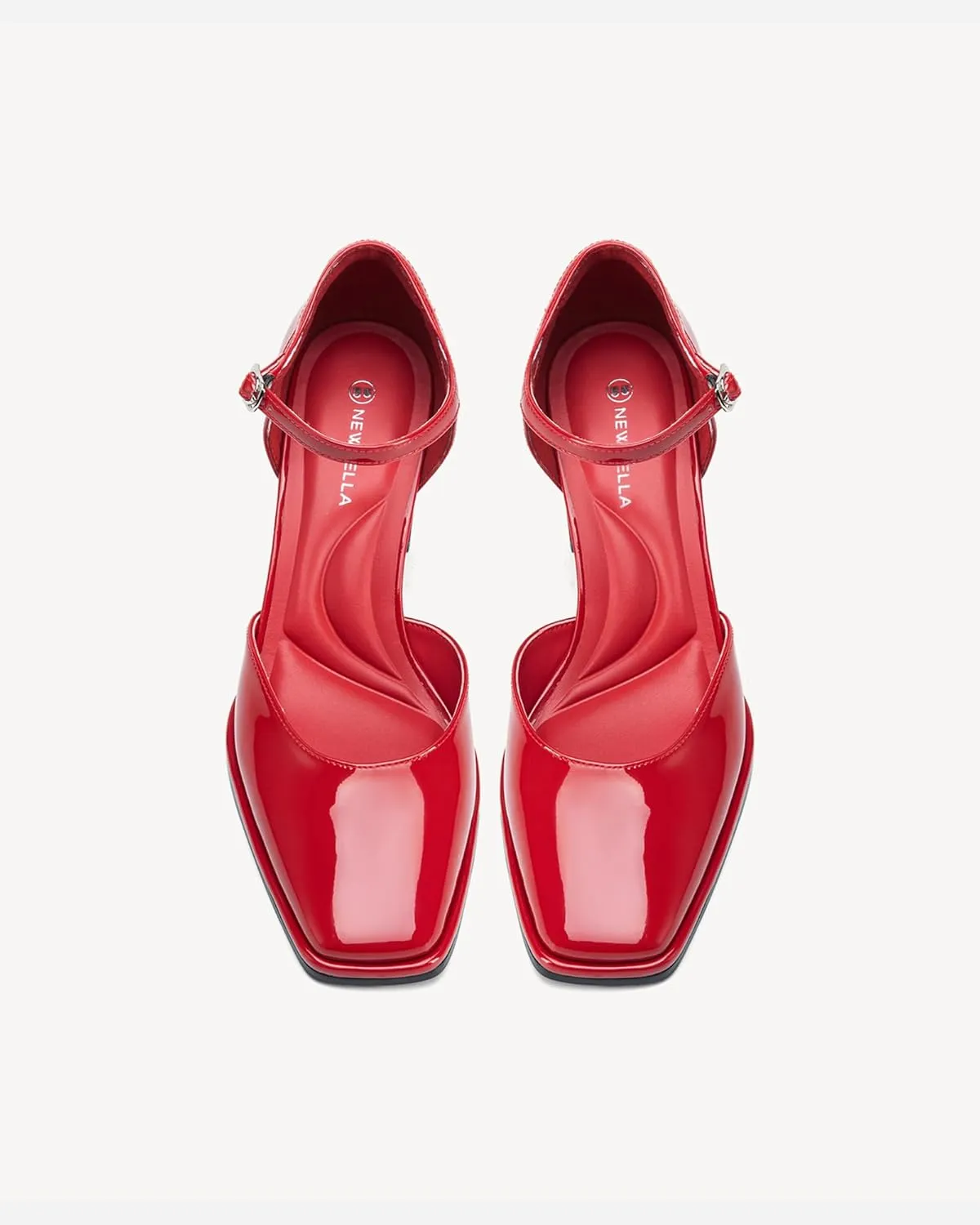Women's Chunky Heels Mary Jane Closed Square Toe Work Pumps Shoes with Buckle Strap for Dress Wedding