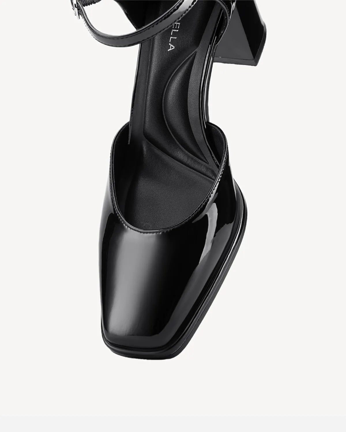 Women's Chunky Heels Mary Jane Closed Square Toe Work Pumps Shoes with Buckle Strap for Dress Wedding