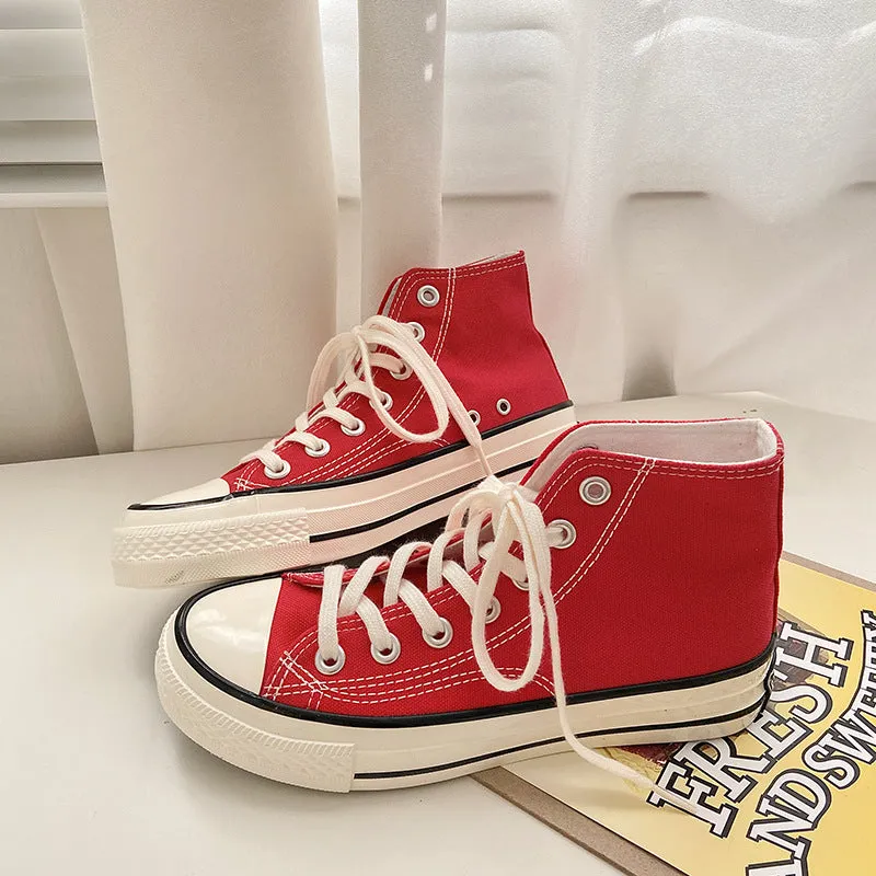 Women's Classic White Black Board Korean Style Canvas Shoes