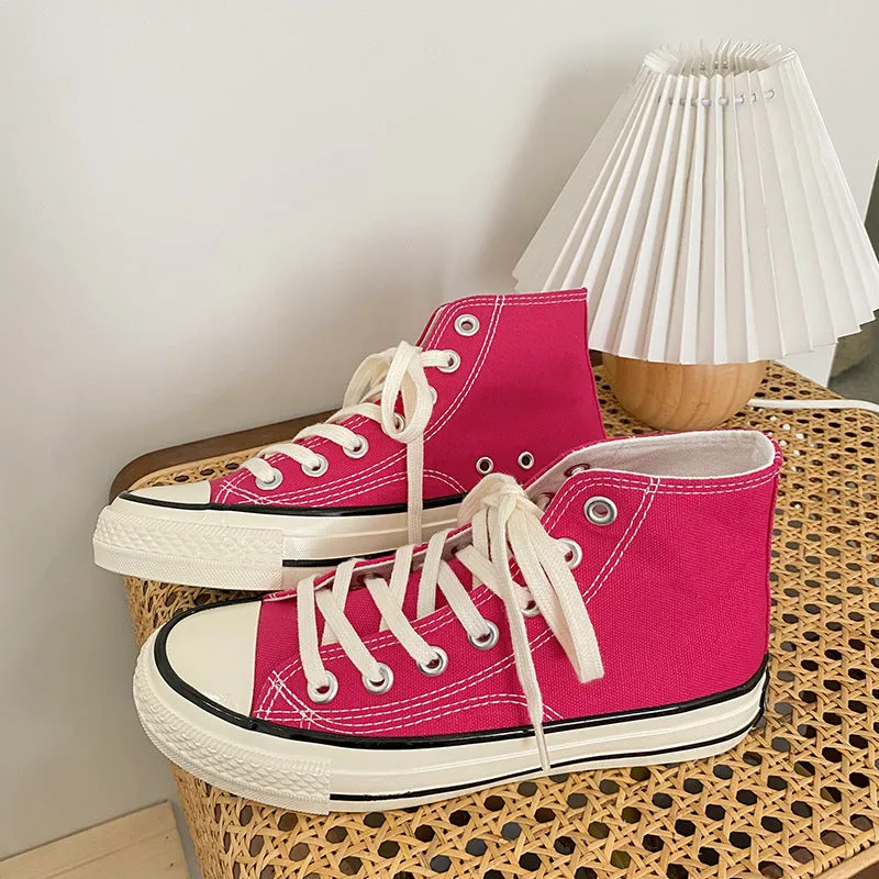 Women's Classic White Black Board Korean Style Canvas Shoes