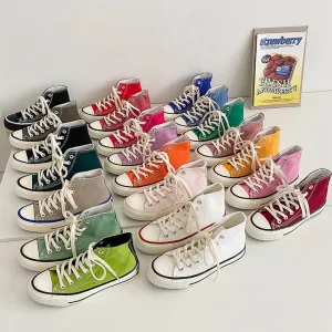 Women's Classic White Black Board Korean Style Canvas Shoes