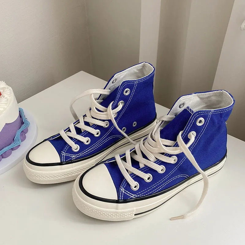 Women's Classic White Black Board Korean Style Canvas Shoes