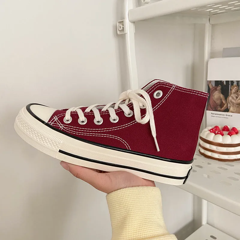 Women's Classic White Black Board Korean Style Canvas Shoes