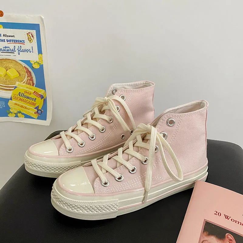 Women's Classic White Black Board Korean Style Canvas Shoes