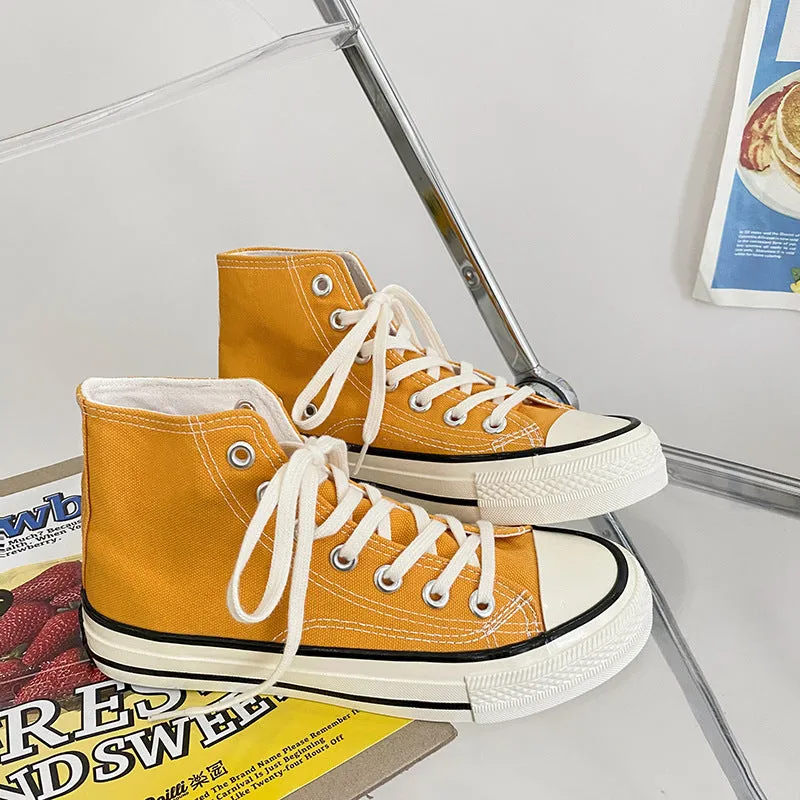 Women's Classic White Black Board Korean Style Canvas Shoes