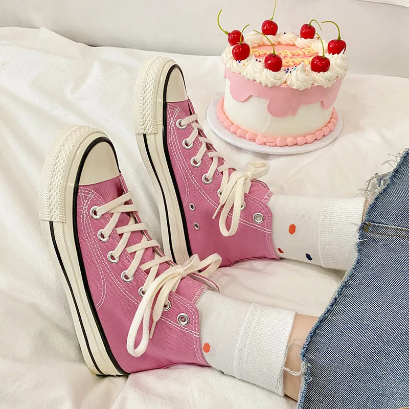 Women's Classic White Black Board Korean Style Canvas Shoes