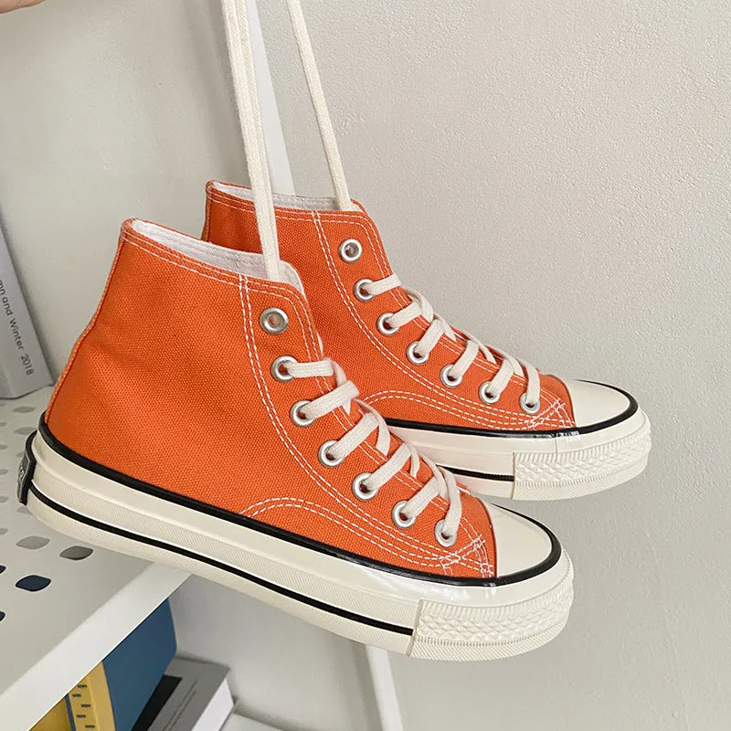 Women's Classic White Black Board Korean Style Canvas Shoes