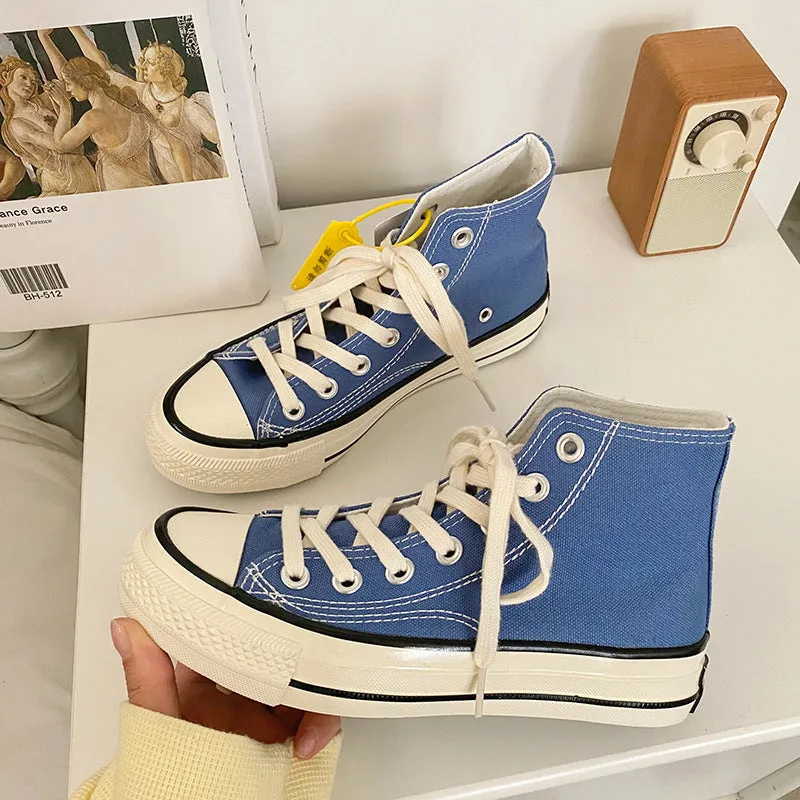 Women's Classic White Black Board Korean Style Canvas Shoes