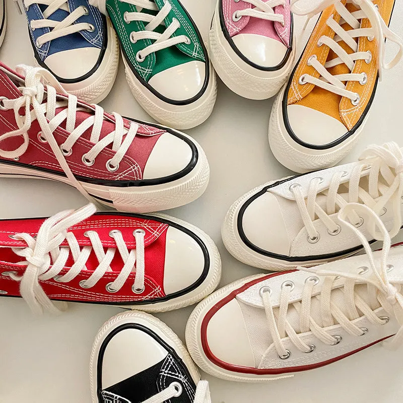 Women's Classic White Black Board Korean Style Canvas Shoes