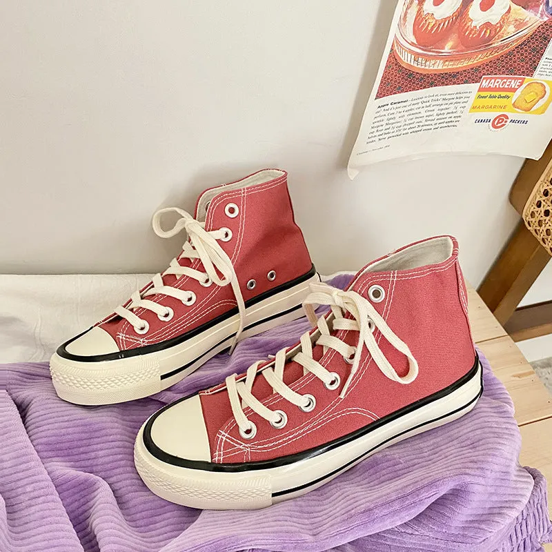Women's Classic White Black Board Korean Style Canvas Shoes