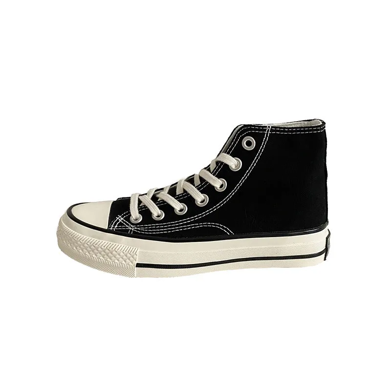 Women's Classic White Black Board Korean Style Canvas Shoes