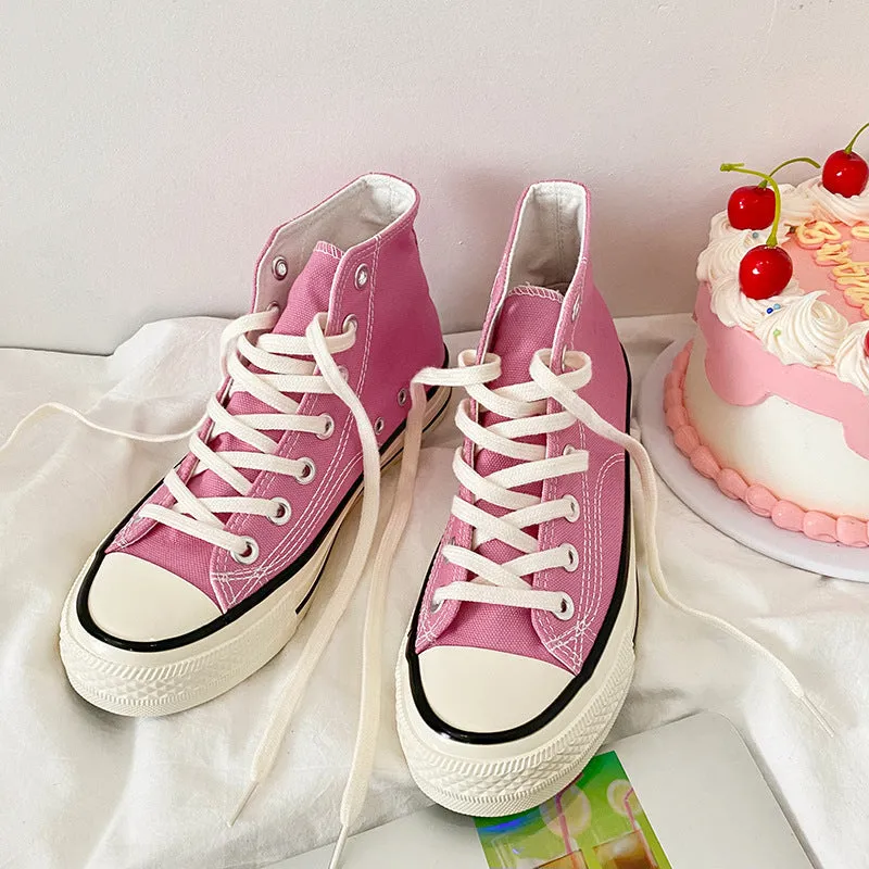Women's Classic White Black Board Korean Style Canvas Shoes