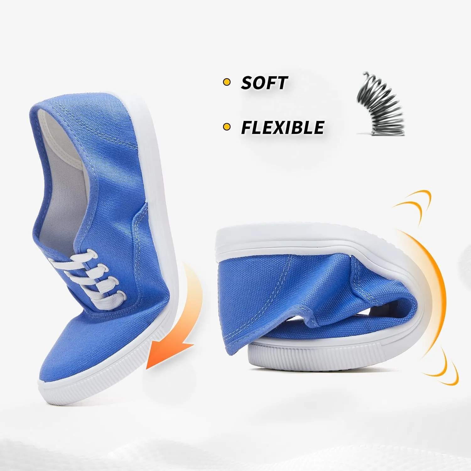 Womens Classic White Sneakers,Low Top White Canvas Shoes,Lightweight Casual Canvas Sneakers