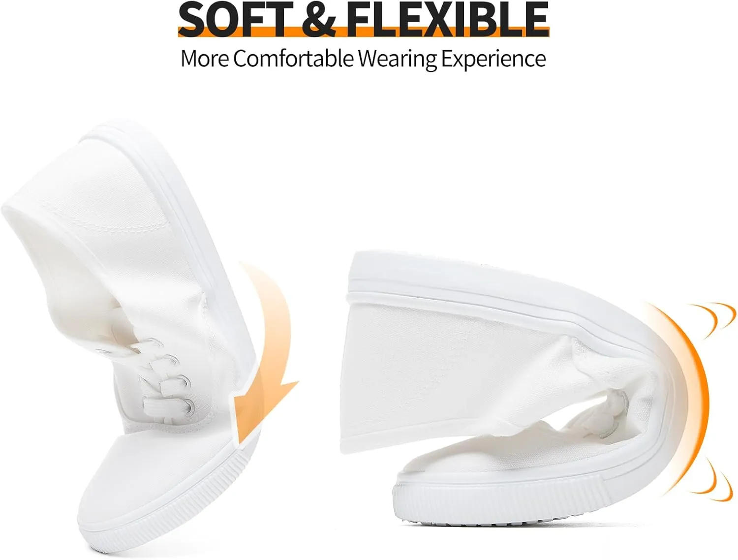 Womens Classic White Sneakers,Low Top White Canvas Shoes,Lightweight Casual Canvas Sneakers