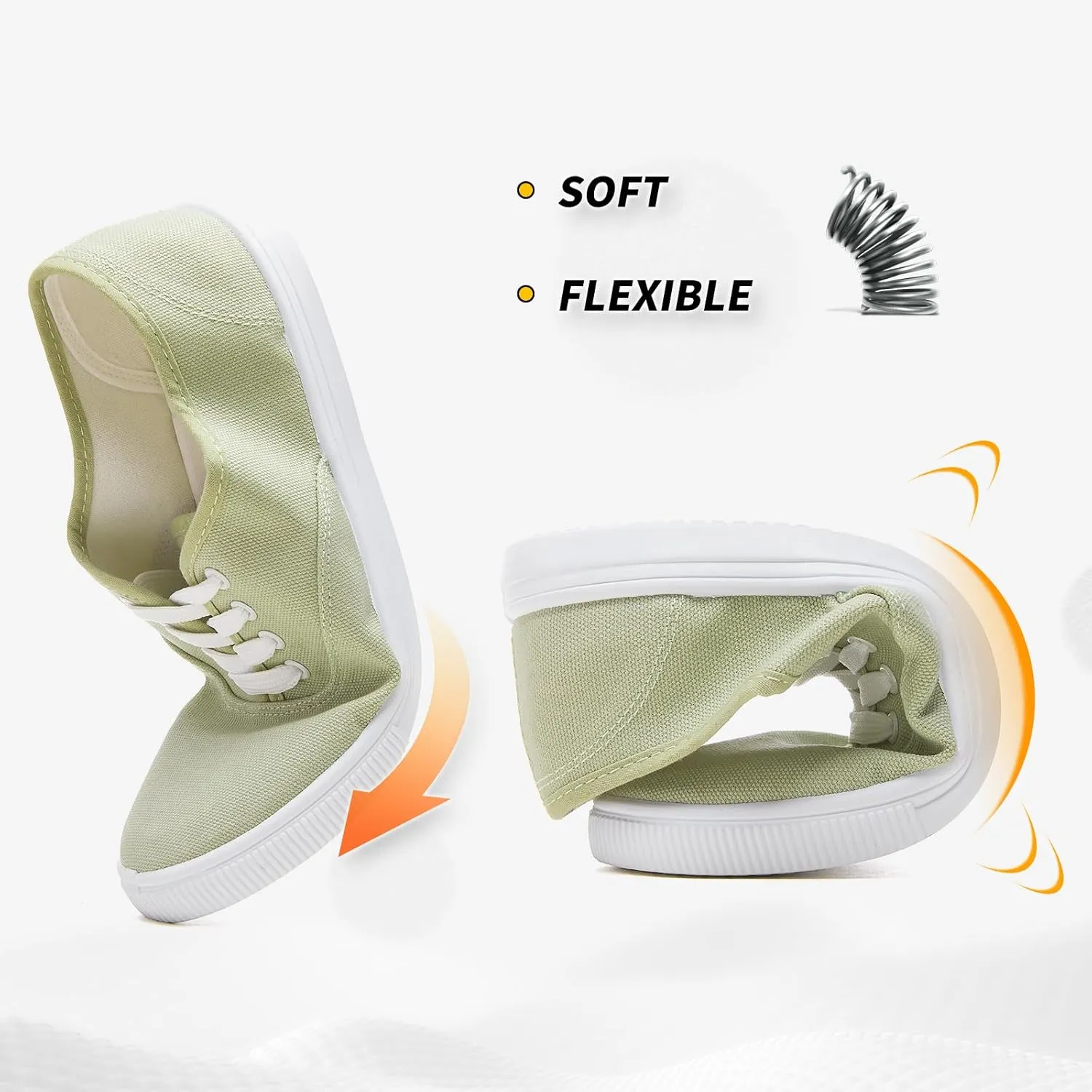 Womens Classic White Sneakers,Low Top White Canvas Shoes,Lightweight Casual Canvas Sneakers